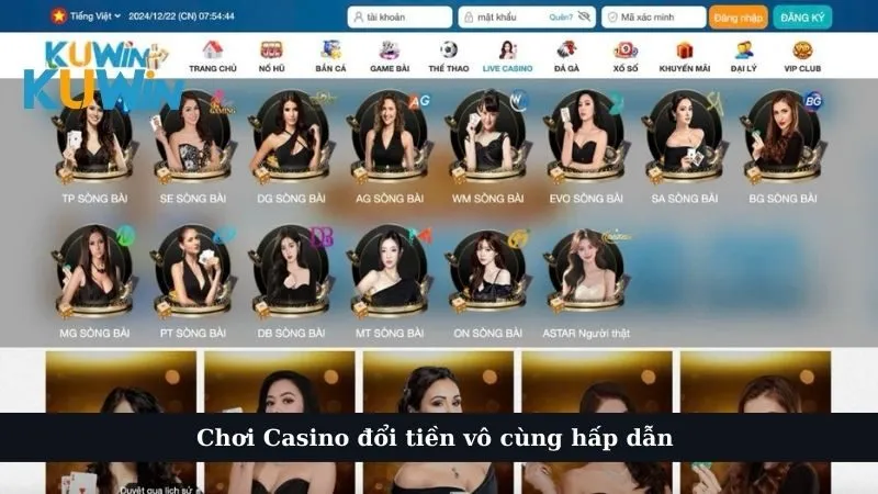 Chơi Casino đổi tiền Kuwin