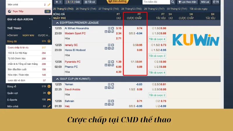 Cược chấp tại CMD thể thao
