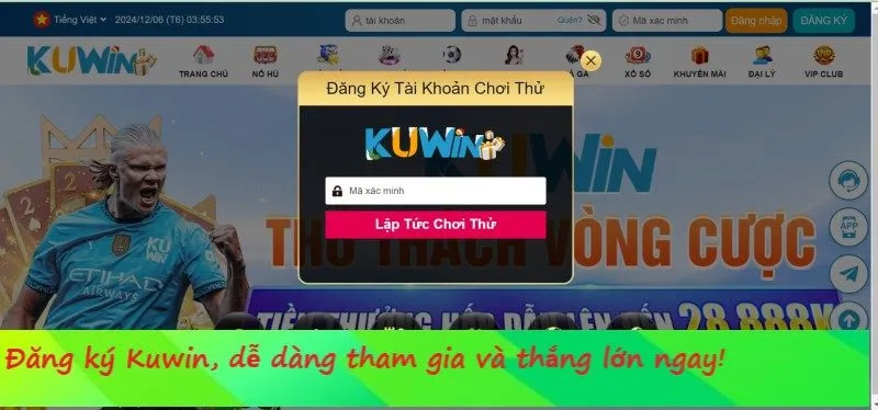 Hướng dẫn đăng ký Kuwin nhanh chóng trên máy tính