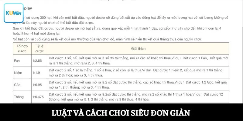 Luật và cách chơi siêu đơn giản 