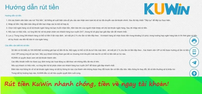 Hoàn tất giao dịch theo hướng dẫn rút tiền Kuwin về tài khoản khách hàng