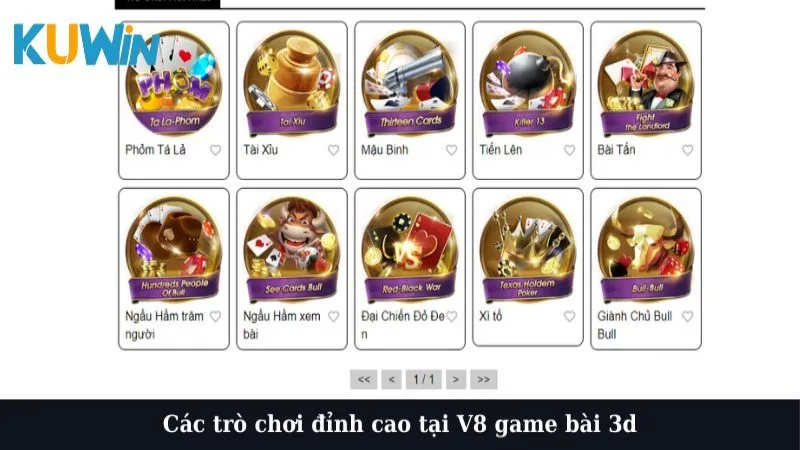 Các trò chơi đỉnh cao tại V8 game bài 3d